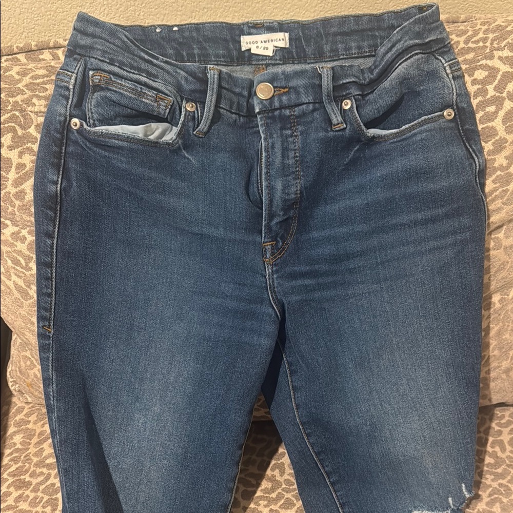 Good American Dark Blue Straight Leg Jeans